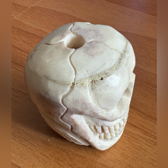 Unique hand carved large yak bone Skull bead for meditation,decor,pendant 49gram - Picture 7 of 9